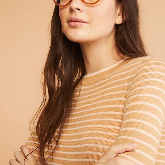 Lou & Grey Striped Casual Crewneck Knit Long Sleeve Pullover Sweater (NWT) - Picture 2 of 4